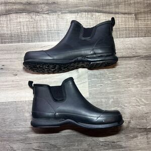 Eddie Bauer Rubber Chelsea Boots Womens Size 7 Black Pull On Rain Shoes